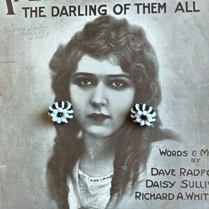 Vintage black & white clip earrings mid-century modern beads